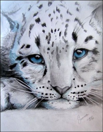 Снежный Барс акварель