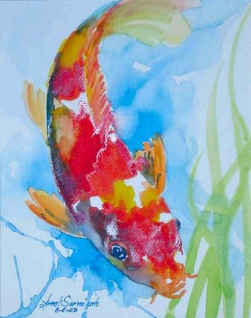 Рыбы акварелью