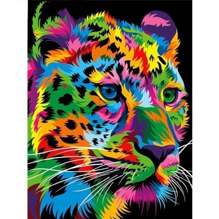 Алмазная мозаика 5d 40x50 тигр с цветными пятнами