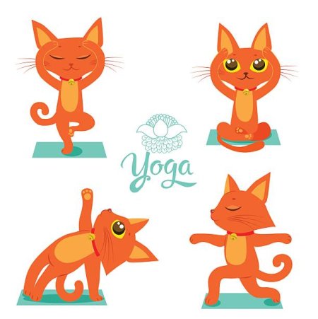 Кот йога вектор