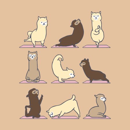 Альпака занимается йогой рисунок