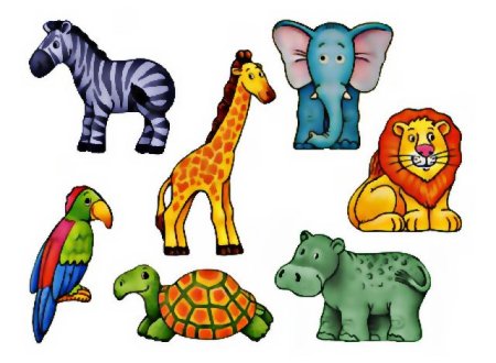 Цветные фигурки животных для вырезания