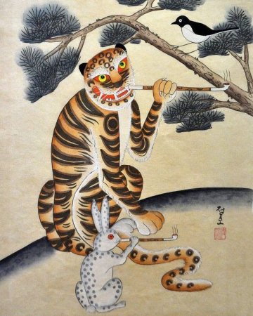 Тигр живопись Минхва