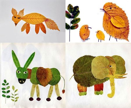 Фигурки из осенних листьев
