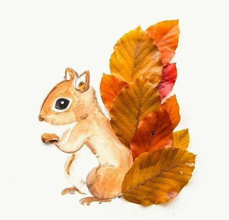 Лисичка из листьев