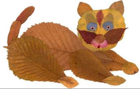 Аппликация из листьев животные