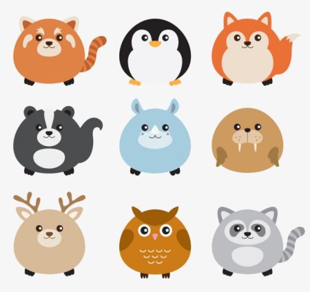 Круглые животные для наклеек