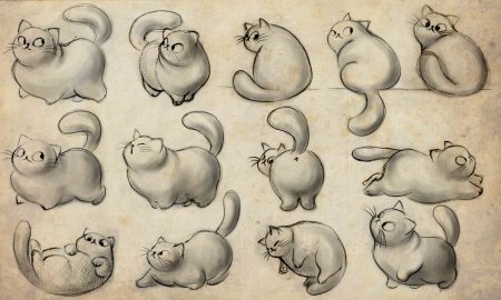 Коты скетчи мультяшные