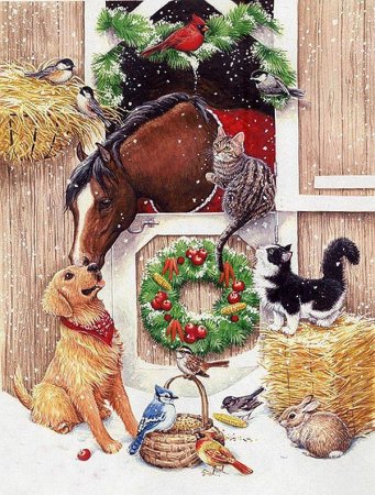 Новогодние иллюстрации с животными