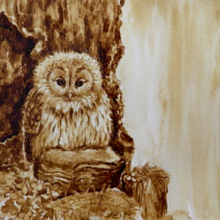 Кофейная гризайль Сова