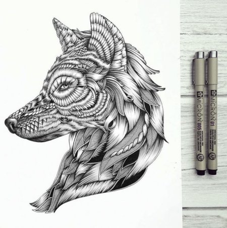 Рисунки животных гелевой ручкой