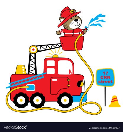 Пожарная машина со шлангом рисунок