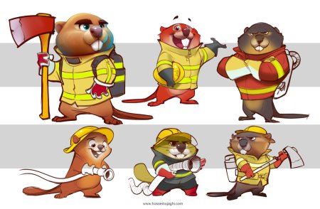 Бобры на пожарной машине