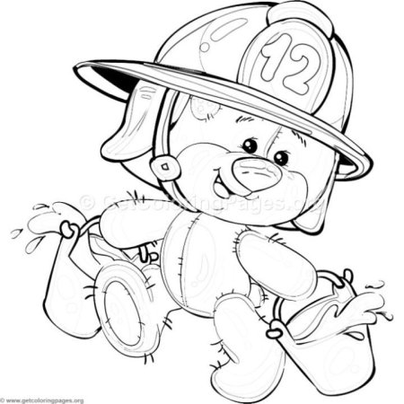 Медвежонок пожарный раскраска