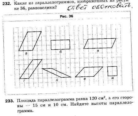 Какие из параллелограммов равновелики?