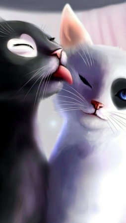 Кот и кошка арт