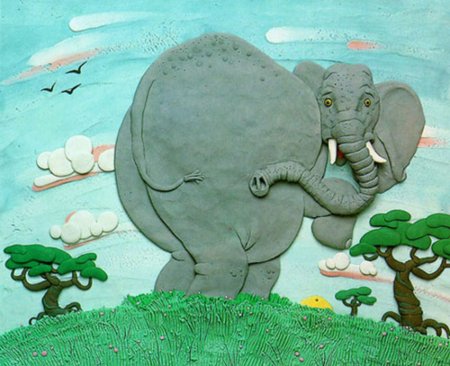 Слоны из пластилина