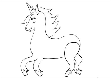 Единорог сбоку контур