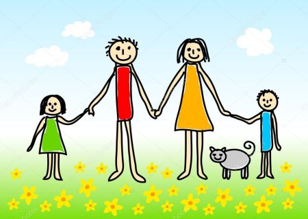 Мама папа и ребенок рисунок
