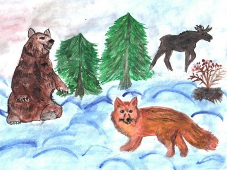 Рисование животные в лесу