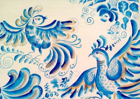 Гжель роспись птица