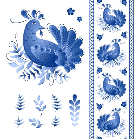 Дымковская роспись Гжель