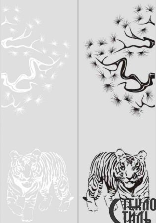 Пескоструй тигр на зеркале