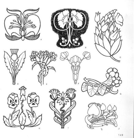 Растительный орнамент арт нуво Модерн