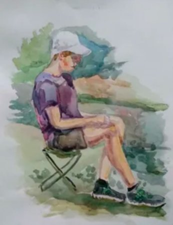 Этюды фигуры человека на пленэре акварель