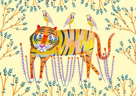 Тигр рисунок детский