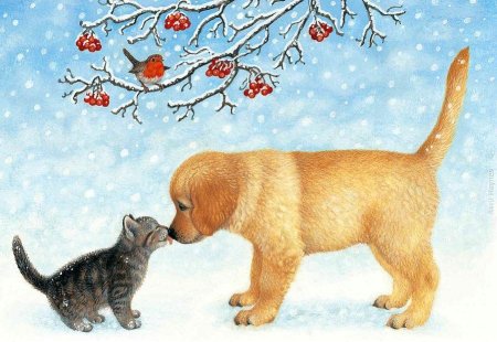 Кошка и собака иллюстрация