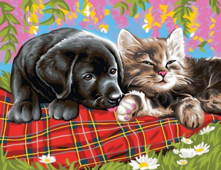 Кошка и собака иллюстрация