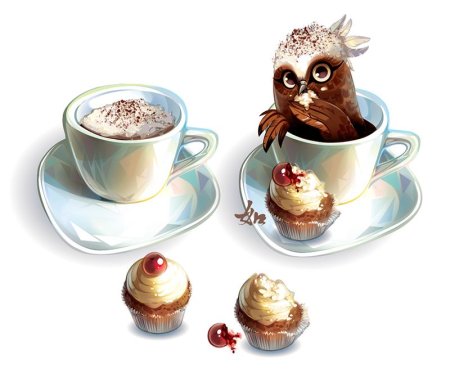 Доброе утро Сова с кофе