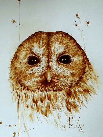 Рисование кофе "Сова"