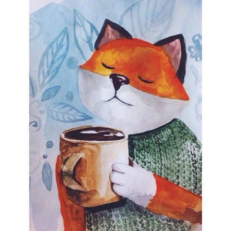 Кот с чашкой чая