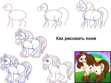 Лошадь пони нарисованная лайн