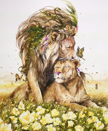 Картина Лев и львица