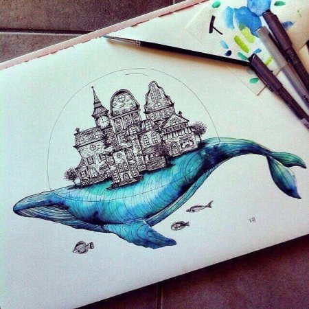 Рыба маркерами для скетча