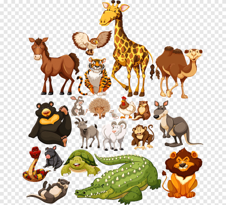 Домашние и Дикие животные мультяшные