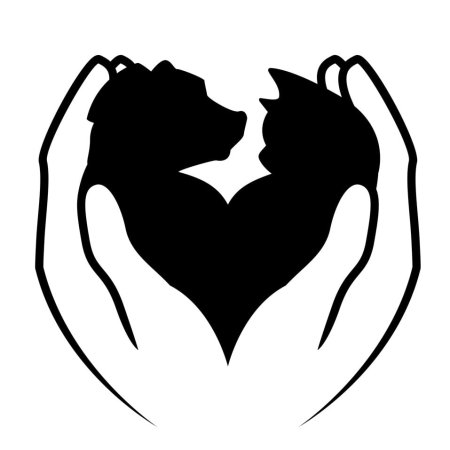 Силуэты кошек в сердце