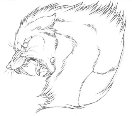 Морда оборотня карандашом