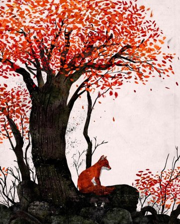 Осенний лес фломастерами