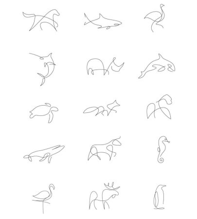 Рисование животных одной линией