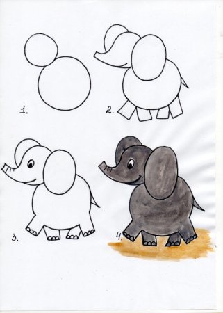 Последовательное рисование животных для детей