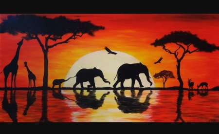 Силуэтная живопись живопись : Африка