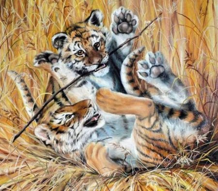 Тигренок живопись