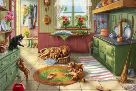 Уютная комната с кошкой