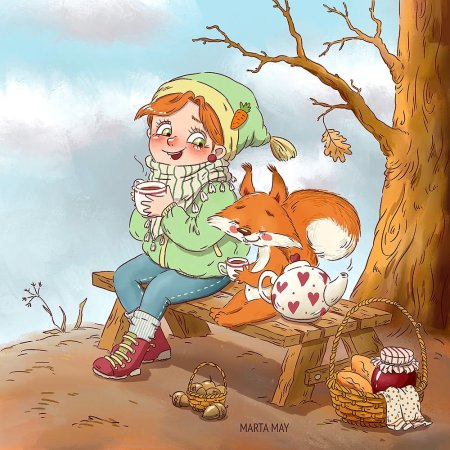 Теплые осенние иллюстрации