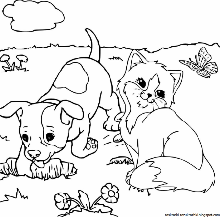 Раскраска "котята и щенята"