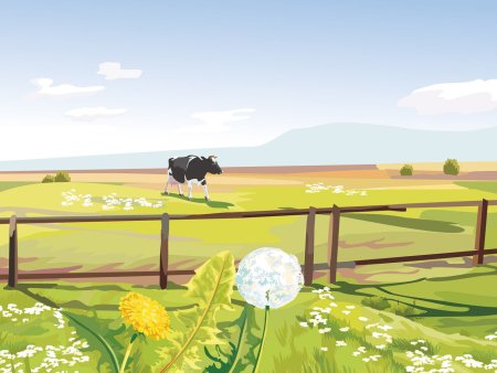 Векторные пейзажи деревни